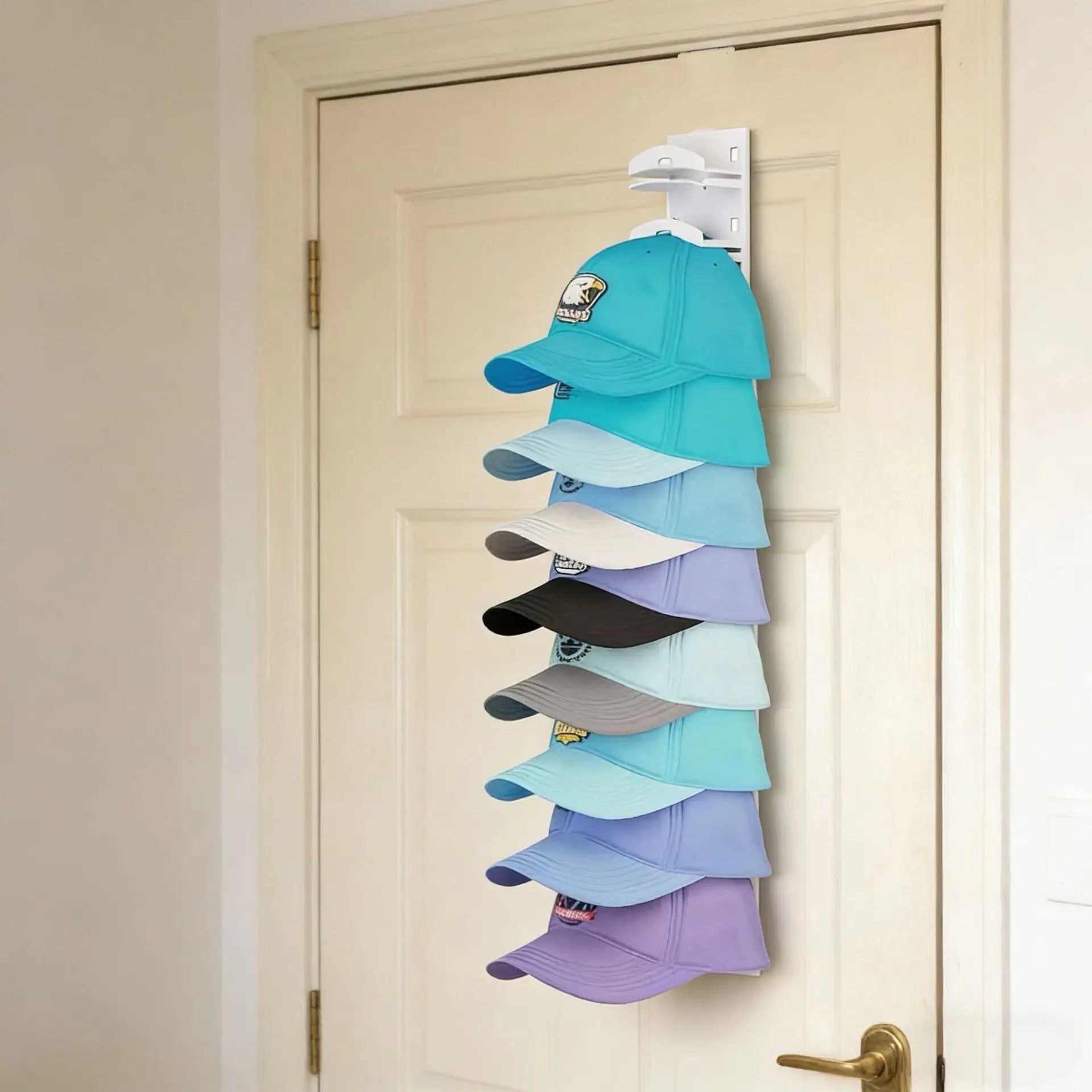 1pc Wall Mounted Display Shelf for 18 Caps & Hats, Multi-Layer, Decorative &Space Saving, Home Decor Organizer for Bedroom, Door